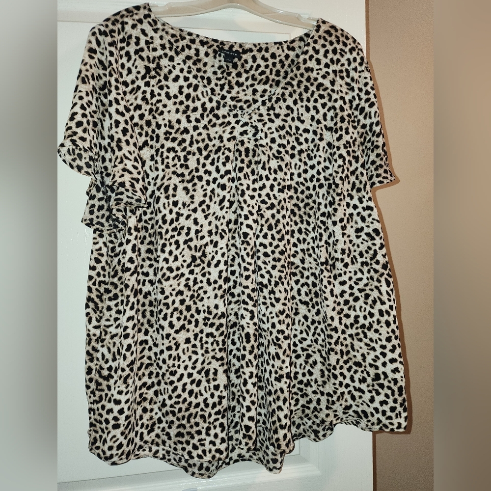 Torrid Leopard Print Blouse in Black and Cream